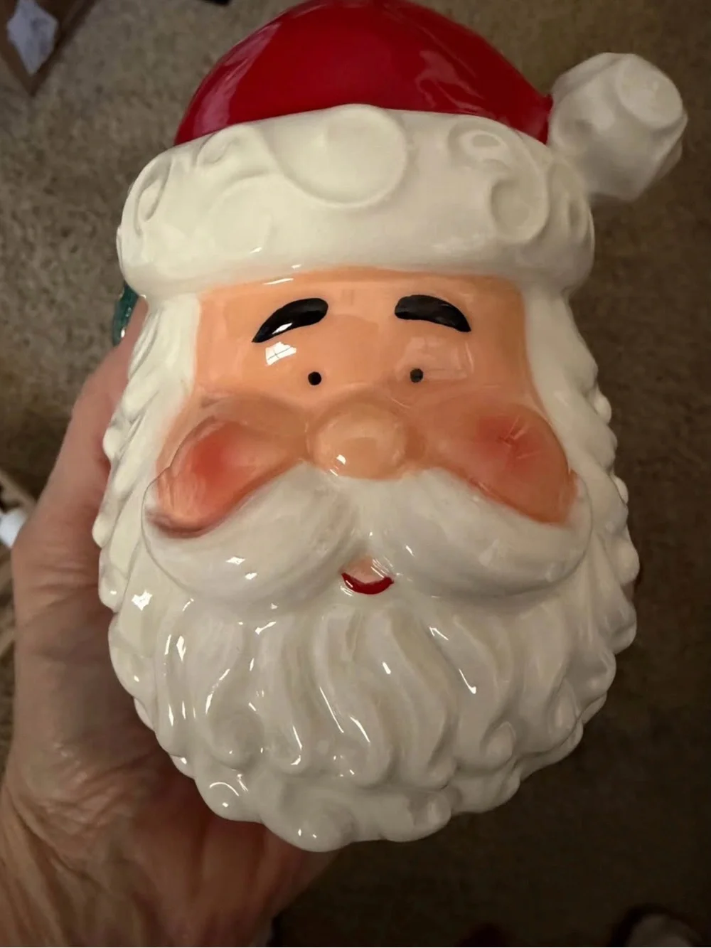 Scentsy Ceramic Santa Head Decoration - Red, White, Peach
